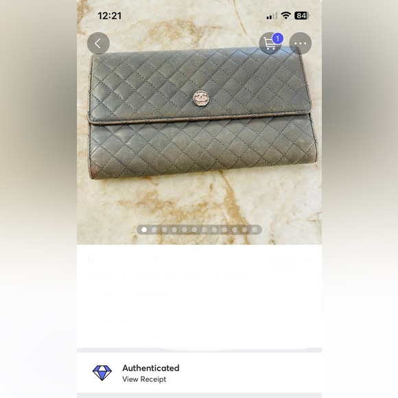 Chanel grey tri-fold wallet in diamond quilted pattern - Picture 17 of 17